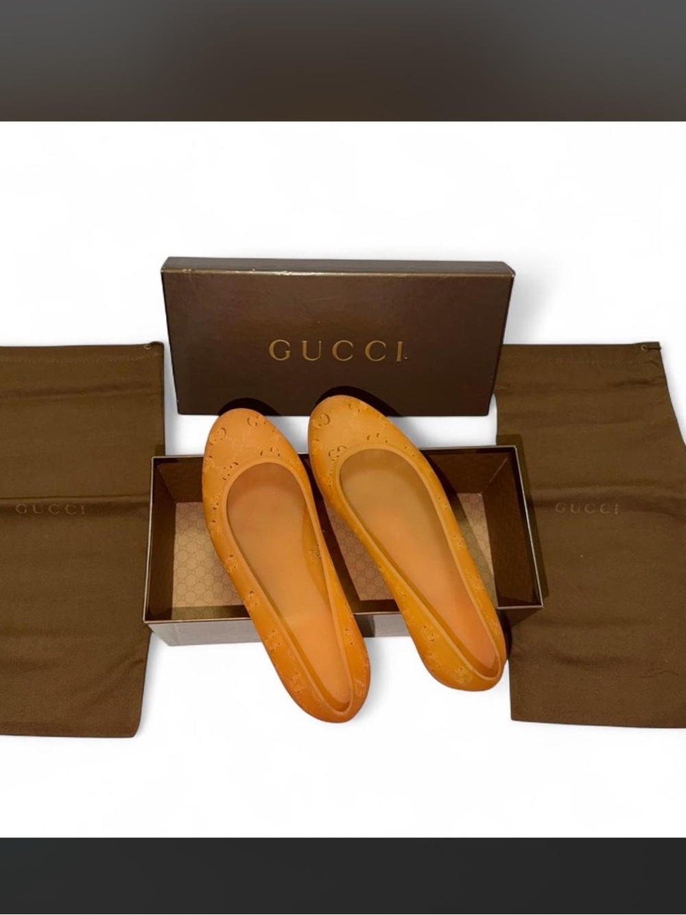 Gucci yellow/orange jelly ballet flats size 7